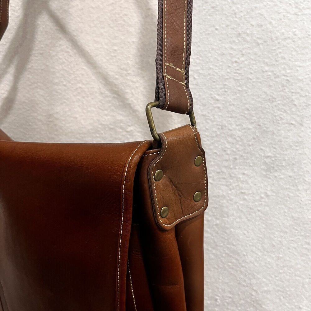 Latico Natural Leather LARGE Messenger Bag Laptop Unisex Men Brown - Picture 7 of 13